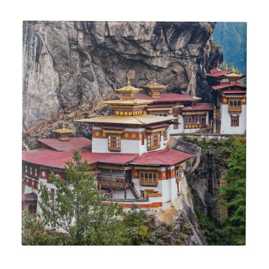Carreau Paro Taktsang : Le monastère du nid de tigre - Bho (Devant)