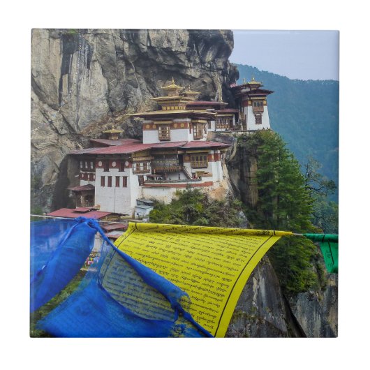 Carreau Paro Taktsang : Le monastère du nid de tigre - Bho (Devant)