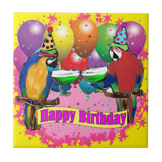 CARREAU PARROTS D'ANNIVERSAIRE (Devant)
