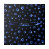 Carreau Parties scintillant bleue chien patte motif Monogr (Devant)