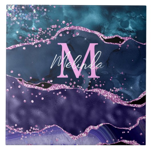 Carreau Parties scintillant bleue et violet marine Agate m (Devant)