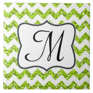 Carreau Parties scintillant de chaux moderne Chevron Monog