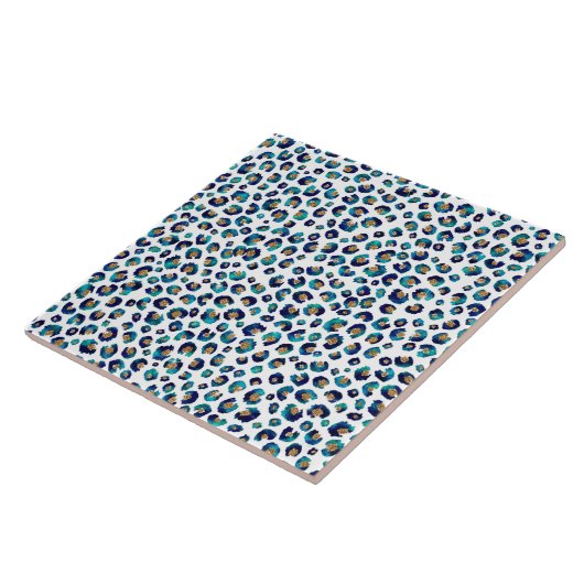 Carreau Parties scintillant d'or bleu Motif Leopard (Côté)
