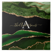 Carreau Parties scintillant d'or et Monogramme d'âge vert (Devant)