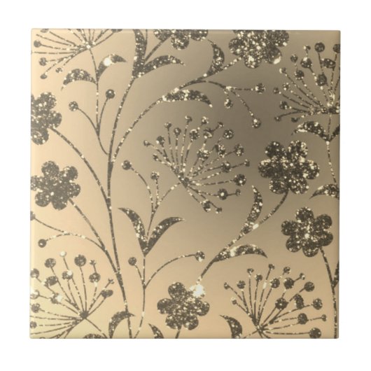 Carreau Parties scintillant d'or Fleurs mousseuses - Or de (Devant)