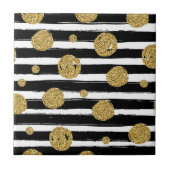 Carreau parties scintillant en or Faux points Bandes blanc (Devant)