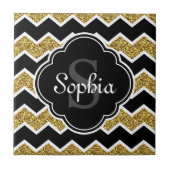 Carreau Parties scintillant en or noir blanc Motif Chevron (Devant)