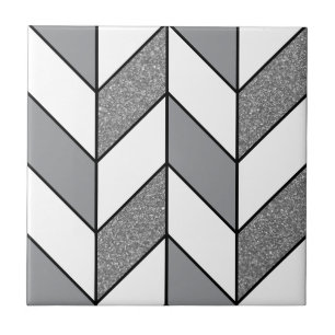Carreau Parties scintillant gris moderne Herringbone Chevr