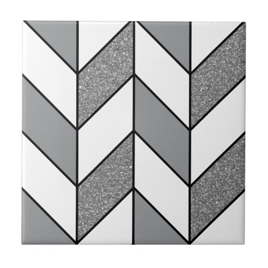 Carreau Parties scintillant gris moderne Herringbone Chevr (Devant)