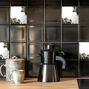 Carreau Parties scintillant noir blanc et or