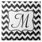 Carreau Parties scintillant noire moderne Chevron Monogram (Devant)