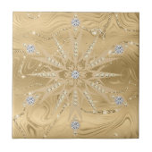 Carreau Parties scintillant Or de luxe Snowflake & Motif D (Devant)