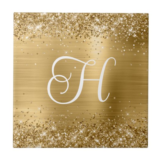Carreau Parties scintillant or étincelante et monogramme à (Devant)