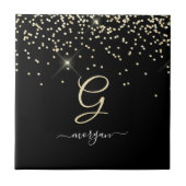 Carreau Parties scintillant or & Monogramme Nom de script  (Devant)