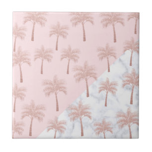Carreau parties scintillant rose en or et motif en marbre