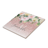 Carreau Parties scintillant rose moderne & Fleurs Étincell (Côté)