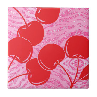Carreau Parties scintillant rouge rose Zebra Cherries