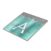 Carreau Parties scintillant Turquoise argentée en métal br (Côté)