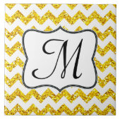 Carreau Parties scintillant Yello moderne Chevron Monogram (Devant)