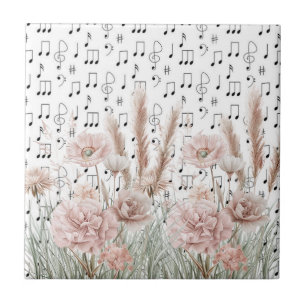 Carreau Partition vintage avec Fleurs sauvages Pony Rose