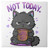 Carreau Pas aujourd'hui Grumpy Cat Amoureux du Café Mignon (Devant)