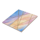 Carreau Pastel Aquarelle Motif géométrique rose, bleu (Côté)