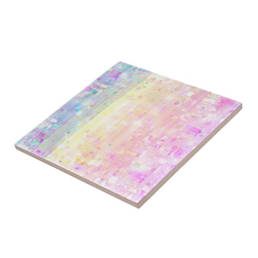 Carreau Pastel Arc-en-ciel Design rose, bleu, Ceram jaune (Côté)