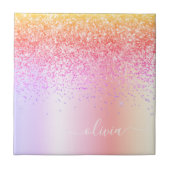 Carreau Pastel Arc-en-ciel rose or violet Parties scintill (Devant)