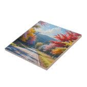 Carreau Pastel Autumn Country Road Watercolor (Côté)