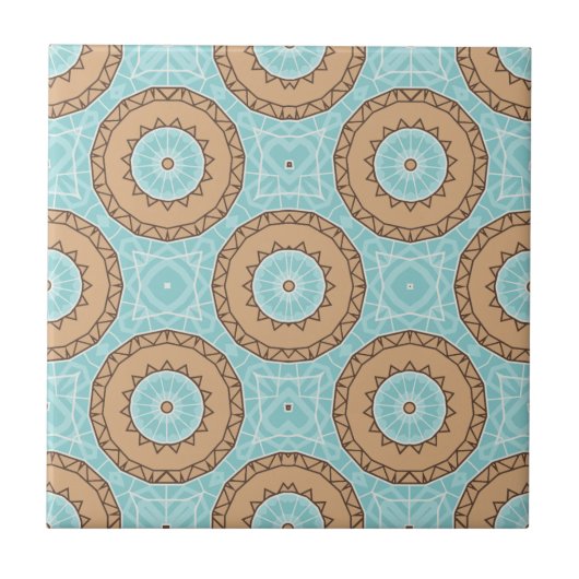 Carreau Pastel Blue & Camel Brown Marocain Mosaic Motif (Devant)