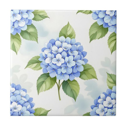 Carreau Pastel Blue Hydrangea Bouquet Pattern (Devant)