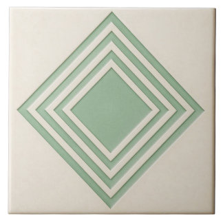 Carreau Pastel Green and Off White Deco Ceramic tile
