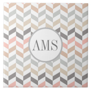 Carreau Pastel Herringbone Monogramme personnalisé