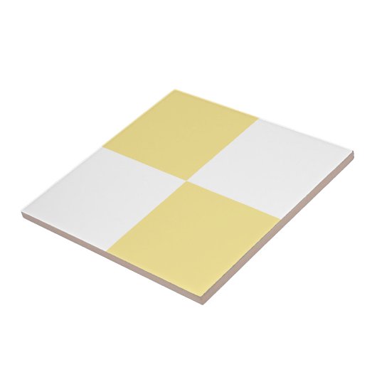 Carreau Pastel Jaune et Blanc damier Moderne (Côté)