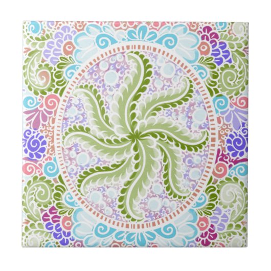 Carreau Pastel Nature Mandala Art (Devant)