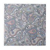 Carreau Pastel Peach Orange Violet Rose Paisley Floral (Devant)