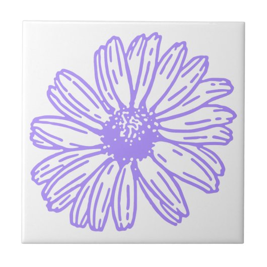 Carreau Pastel Purple Daisy Flower Print, Hippie Floral (Devant)