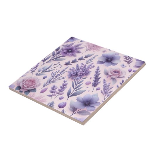 Carreau Pastel Purple Fleur de lavande esthétique (Côté)