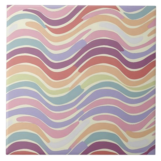 Carreau Pastel Rainbow vagues motif gros (Devant)
