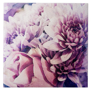 Carreau Pastel rose violet Rose Chrysanthème Fleurs
