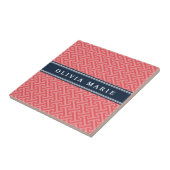 Carreau Pastèque dorée rose Clé grecque Motif avec nom (Côté)