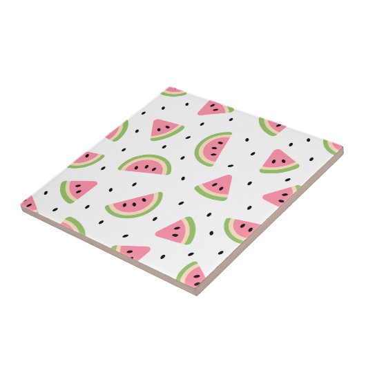 Carreau Pastèque rose, Graines de pastèque, Motif d'été (Côté)