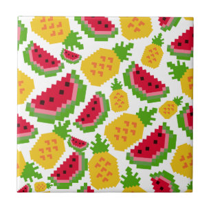 Carreau Pastèque tropicale et Motif Pixel d'ananas