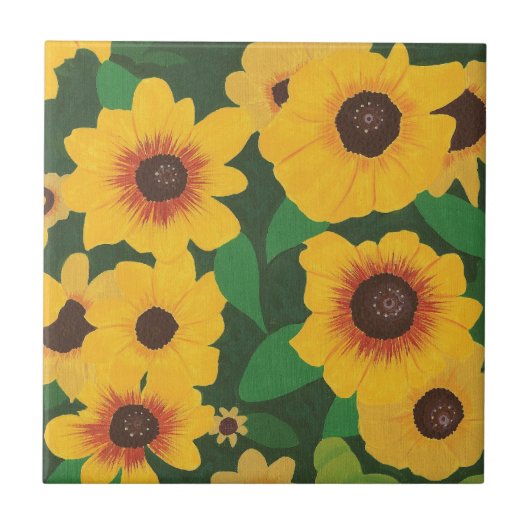 Carreau Patch de tournesol jaune Peinture Trivet (Devant)