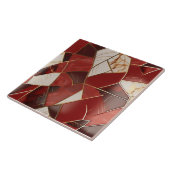 Carreau Patchwork à effet de marbre rouge et ivoire (Côté)