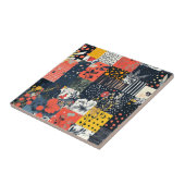 Carreau Patchwork botanique éclectique audacieux avec pois (Côté)
