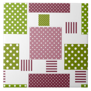 Carreau Patchwork brun vert pois dos blanc