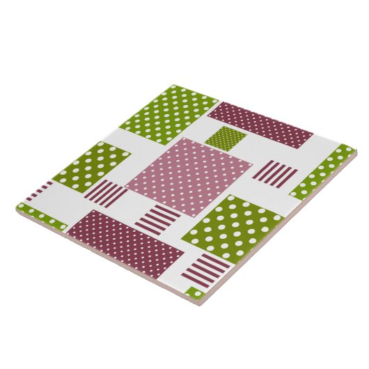 Carreau Patchwork brun vert pois dos blanc (Côté)