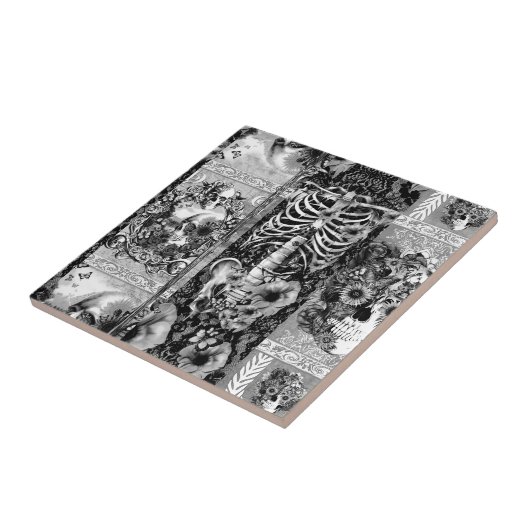 Carreau Patchwork, collage de crâne (Côté)