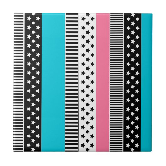 Carreau Patchwork en bandes multicolores de tissu i (Devant)